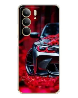 Чехол для Realme C73 5G с картинкой «Спортивная BMW и цветы»