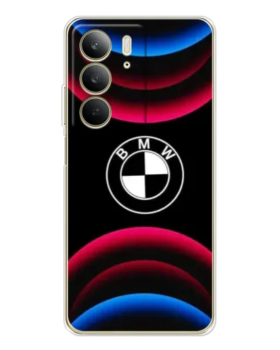 Чехол для Realme C73 5G с картинкой «Логотип BMW и неоновые дуги» Чехол для Realme C73 5G с картинкой «Логотип BMW и неоновые дуги»