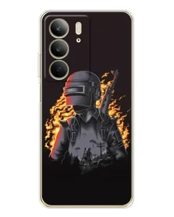 Чехол для Realme C73 5G с картинкой «PUBG — огненный силуэт»