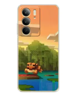 Чехол для Realme C73 5G с картинкой «Майнкрафт закат солнца»