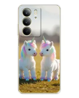 Чехол для Realme C73 5G с картинкой «Пара единорогов»