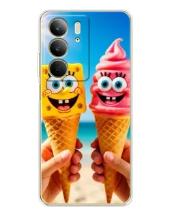 Чехол для Realme C73 5G с картинкой «Спанч Боб мороженое»