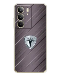 Чехол для Realme C73 5G с картинкой «Металлическая текстура Tesla»