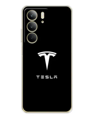Чехол для Realme C73 5G с картинкой «Tesla White Logo»