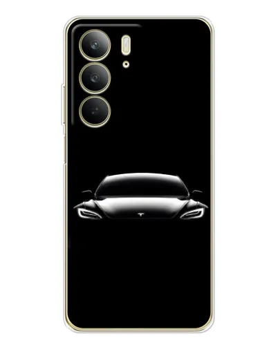 Чехол для Realme C73 5G с картинкой «Фары Tesla Night»