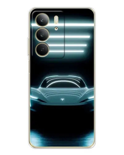 Чехол для Realme C73 5G с картинкой «Tesla в неоне»
