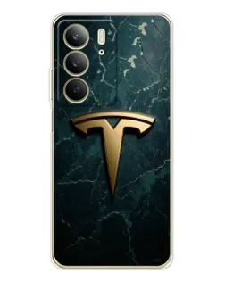 Чехол для Realme C73 5G с картинкой «Мраморная Tesla Gold»