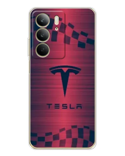 Чехол для Realme C73 5G с картинкой «Тесла красный карбон»