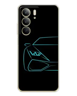 Чехол для Realme C73 5G с картинкой «Голубой силуэт Lamborghini»