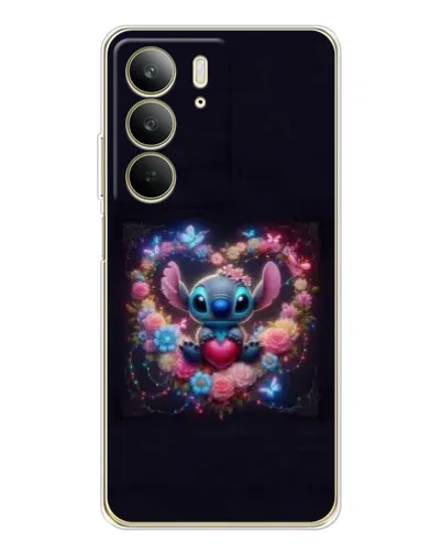 Чехол для Realme C73 5G с картинкой «Stitch в цветах»