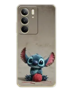 Чехол для Realme C73 5G с картинкой «Стич на коричневом фоне»