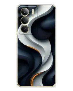 Чехол для Realme C73 5G с картинкой «Объемные черно-белые ленты» Чехол для Realme C73 5G с картинкой «Объемные черно-белые ленты»