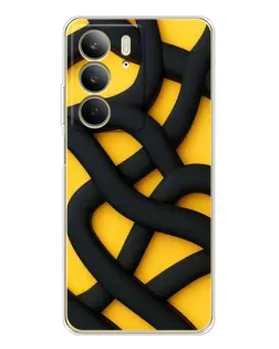 Чехол для Realme C73 5G с картинкой «Черное желтое переплетение»