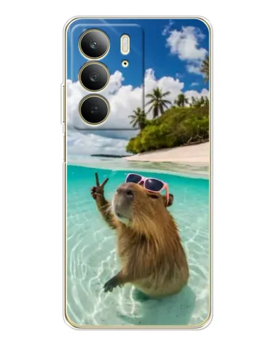Чехол для Realme C73 5G с картинкой «Капибара на море»