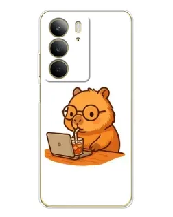 Чехол для Realme C73 5G с картинкой «Капибара с ноутбуком»