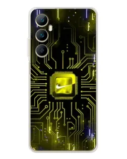 Чехол для Realme C75 с картинкой «Nike — золотая искра»