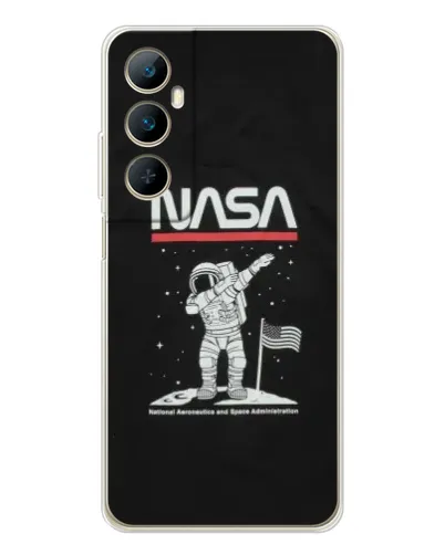Чехол для Realme C75 с картинкой «NASA — шагаем по Луне»