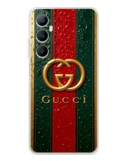 Чохол для Realme C75 з картинкою «Gucci — фірмова смуга та золото»