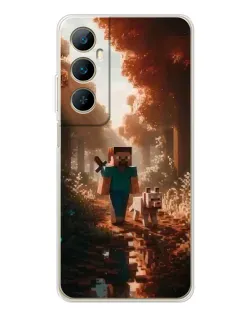 Чехол для Realme C75 с картинкой «Стив в лесу»