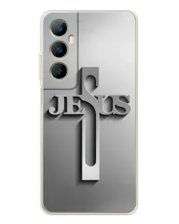 Чехол для Realme C75 с картинкой «Металлический крест Jesus»