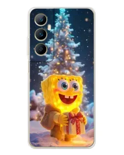 Чехол для Realme C75 с картинкой «Рождественский Спанч Боб»