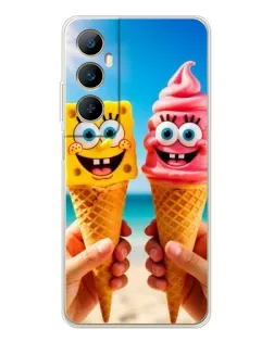 Чехол для Realme C75 с картинкой «Спанч Боб мороженое»