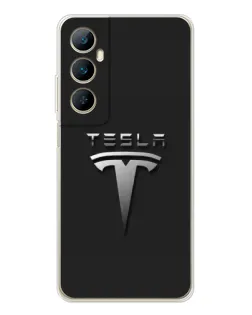 Чехол для Realme C75 с картинкой «Стальной логотип Tesla»