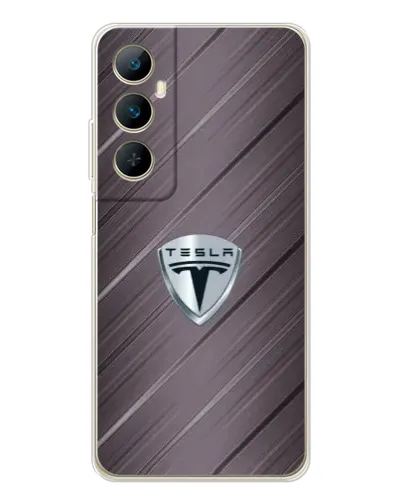 Чехол для Realme C75 с картинкой «Металлическая текстура Tesla»
