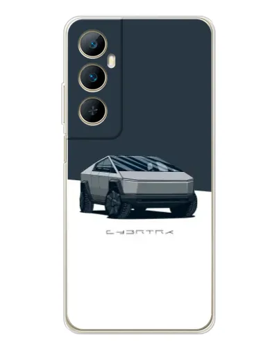 Чехол для Realme C75 с картинкой «Серебристый Cybertruck Tesla»