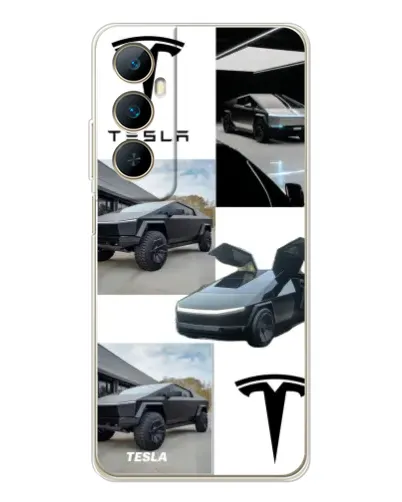 Чехол для Realme C75 с картинкой «Коллаж Cybertruck Tesla»