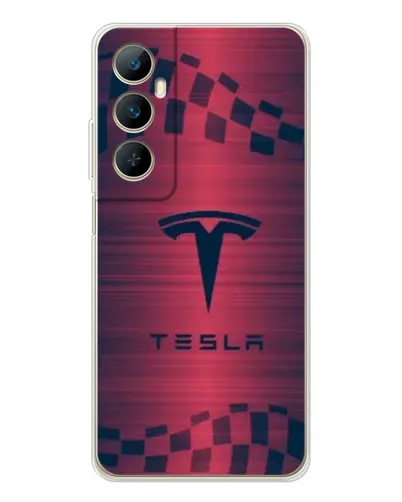 Чехол для Realme C75 с картинкой «Тесла красный карбон»