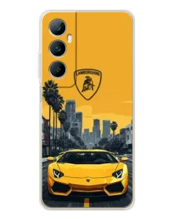 Чохол для Realme C75 з картинкою «Жовтий Lamborghini місто»