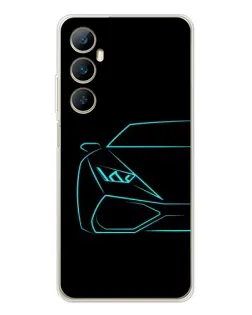 Чохол для Realme C75 з картинкою «Блакитний силует Lamborghini»