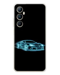 Чохол для Realme C75 з картинкою «Неоновий контур Lamborghini»
