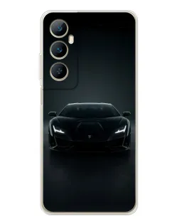 Чохол для Realme C75 з картинкою «Чорний Lamborghini Aventador»