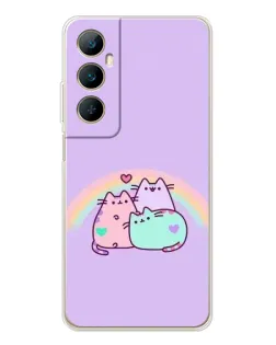 Чехол для Realme C75 с картинкой «Радужные Пушины»