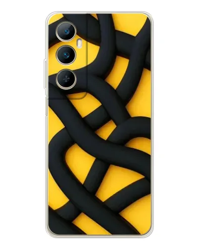 Чехол для Realme C75 с картинкой «Черное желтое переплетение»
