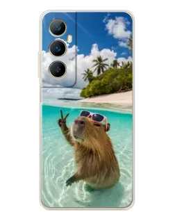 Чехол для Realme C75 с картинкой «Капибара на море»