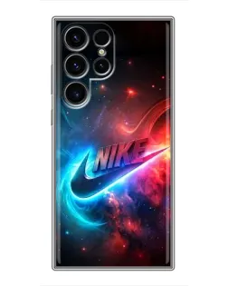 Чехол для RealMe C75x с картинкой «Огненный логотип Nike»