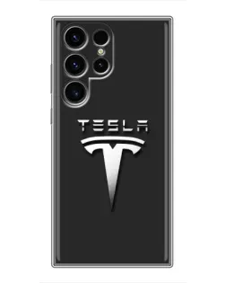 Чехол для RealMe C75x с картинкой «Стальной логотип Tesla»