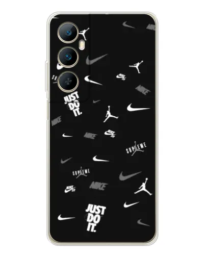 Чехол для Realme C76 с картинкой «Nike Black Pattern»