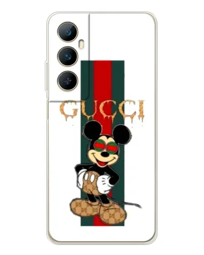 Чехол для Realme C76 с картинкой «Микки Маус Gucci — полосы»