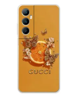 Чехол для Realme C76 с картинкой «Gucci — золотые бабочки»