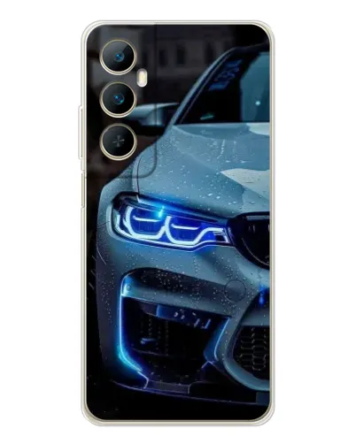 Чехол для Realme C76 с картинкой «Взгляд BMW с синими фарами»