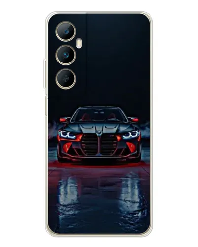 Чехол для Realme C76 с картинкой «BMW на мокрой дороге»