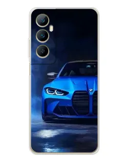 Чехол для Realme C76 с картинкой «Голубая BMW M4»