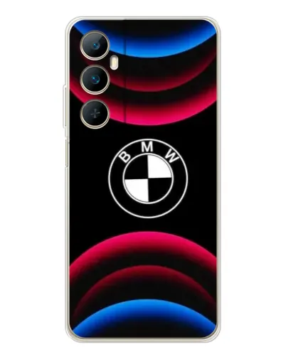 Чехол для Realme C76 с картинкой «Логотип BMW и неоновые дуги»