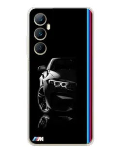 Чехол для Realme C76 с картинкой «Силуэт BMW в темноте»