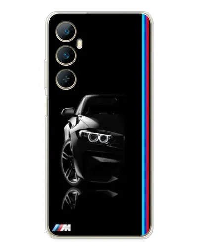 Чехол для Realme C76 с картинкой «Силуэт BMW в темноте»
