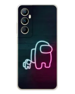 Чохол для Realme C76 з картинкою «Among Us неон-арт»